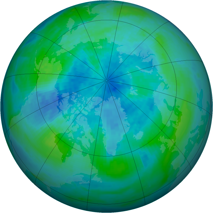 Arctic ozone map for 17 September 1993